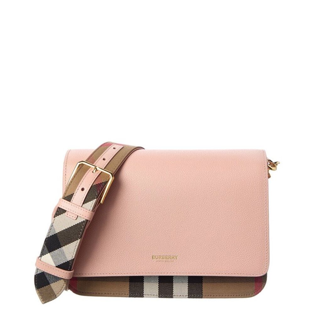 Burberry Check Canvas & Leather Shoulder Bag, Brown